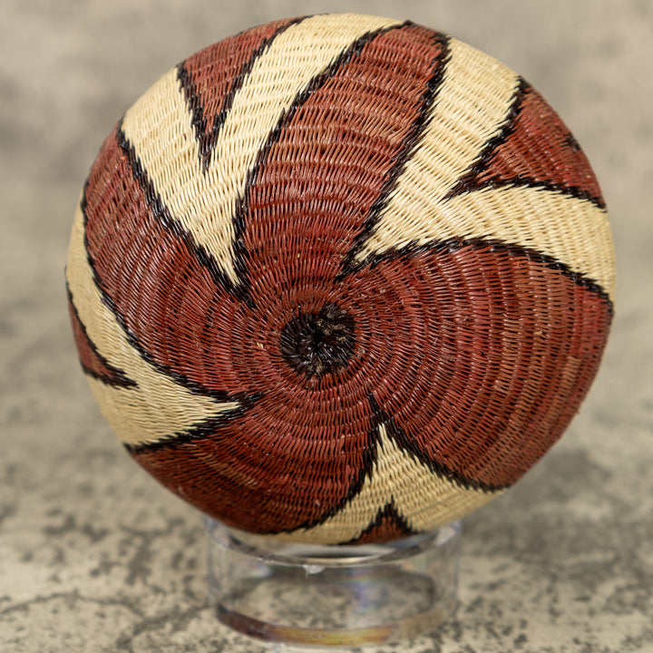 Small Brown And White Hand Woven Rainforest Basket