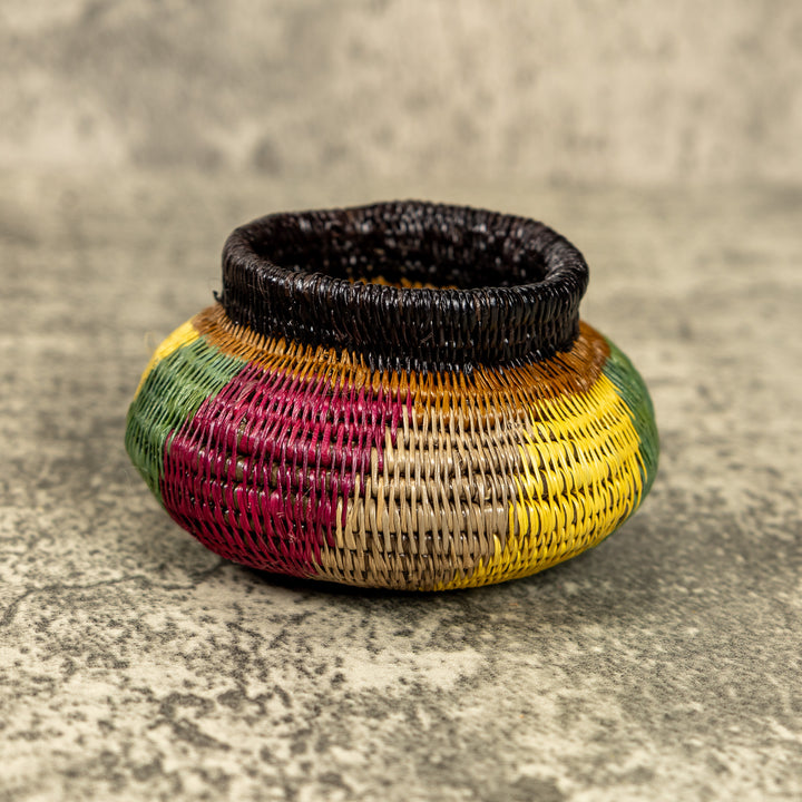 Small Multicolor Hand Woven Rainforest Basket