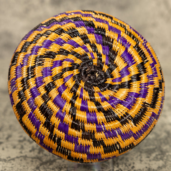 Small Purple And Gold Hand Woven Rainforest Basket