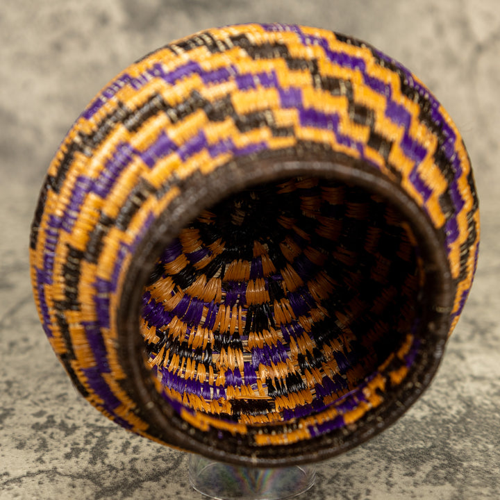Small Purple And Gold Hand Woven Rainforest Basket