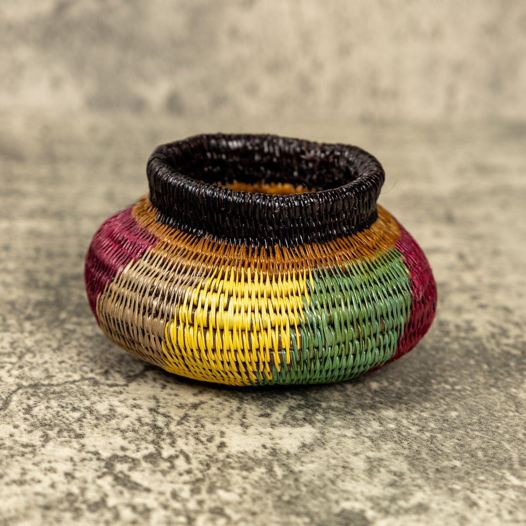 Small Multicolor Hand Woven Rainforest Basket