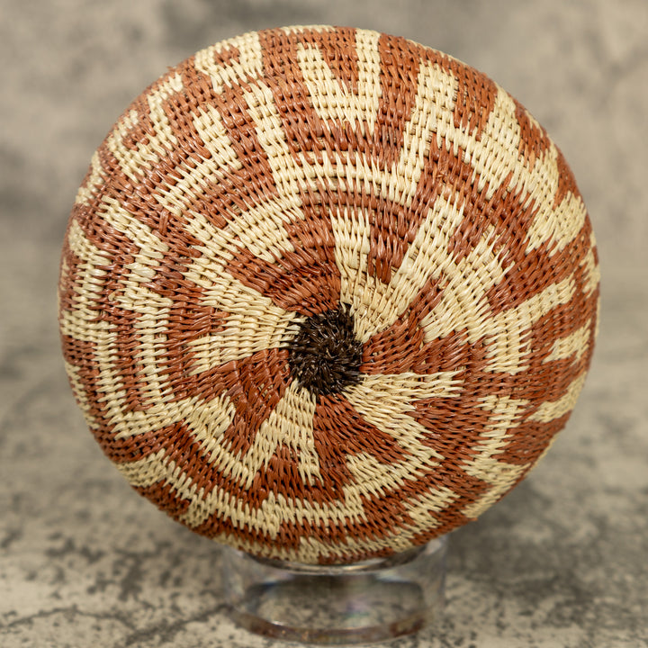 Small Brown And White Hand Woven Rainforest Basket