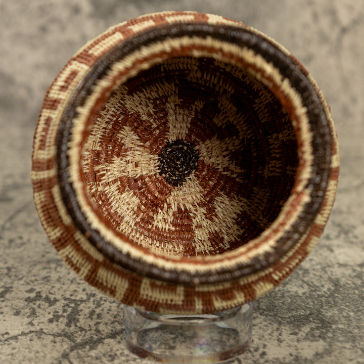 Small Brown And White Hand Woven Rainforest Basket