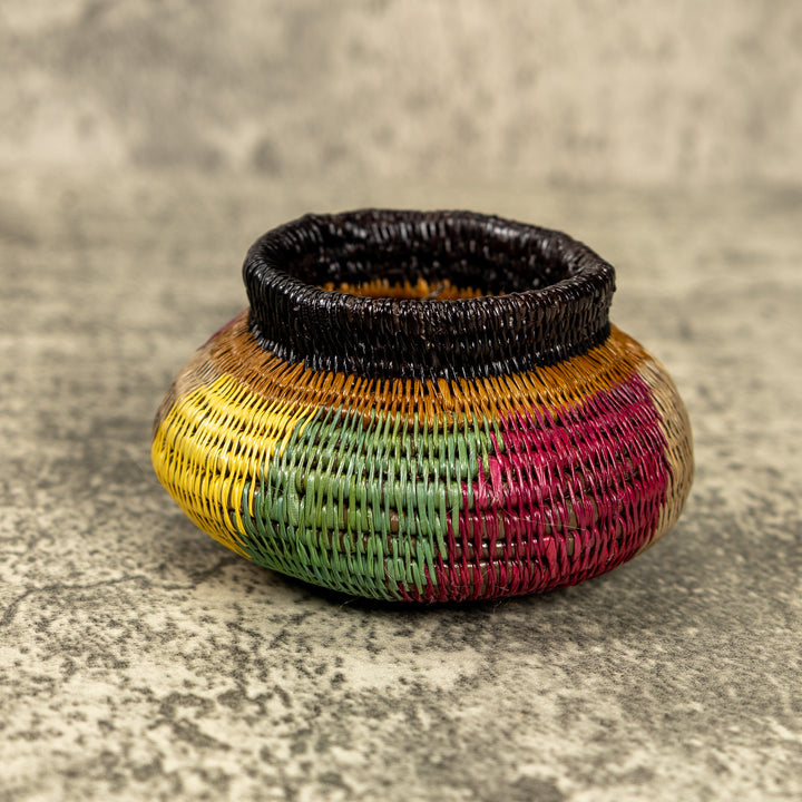 Small Multicolor Hand Woven Rainforest Basket