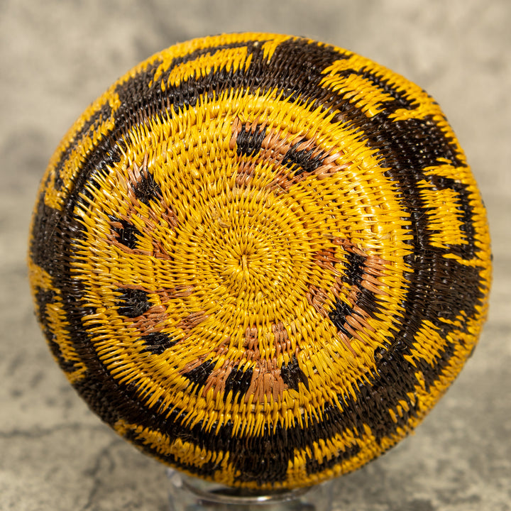 Vintage Brown And Gold Hand Woven Rainforest Basket