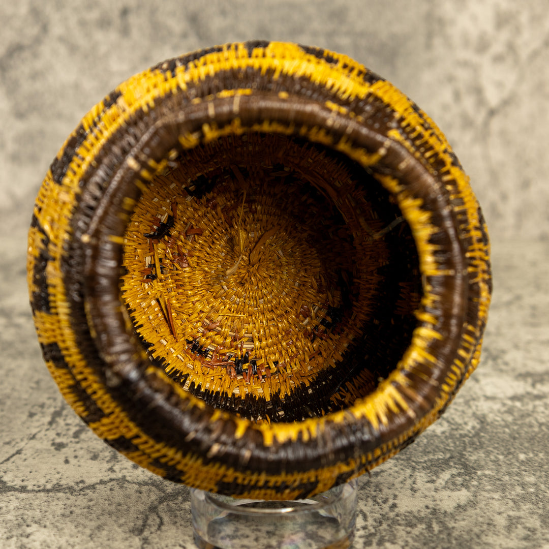 Vintage Brown And Gold Hand Woven Rainforest Basket