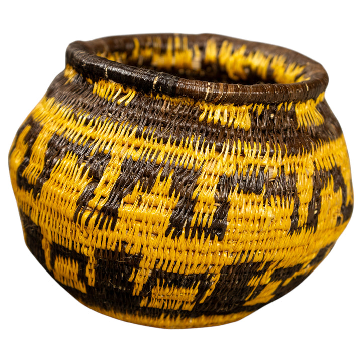 Vintage Brown And Gold Hand Woven Rainforest Basket