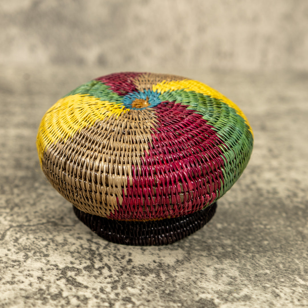 Small Multicolor Hand Woven Rainforest Basket