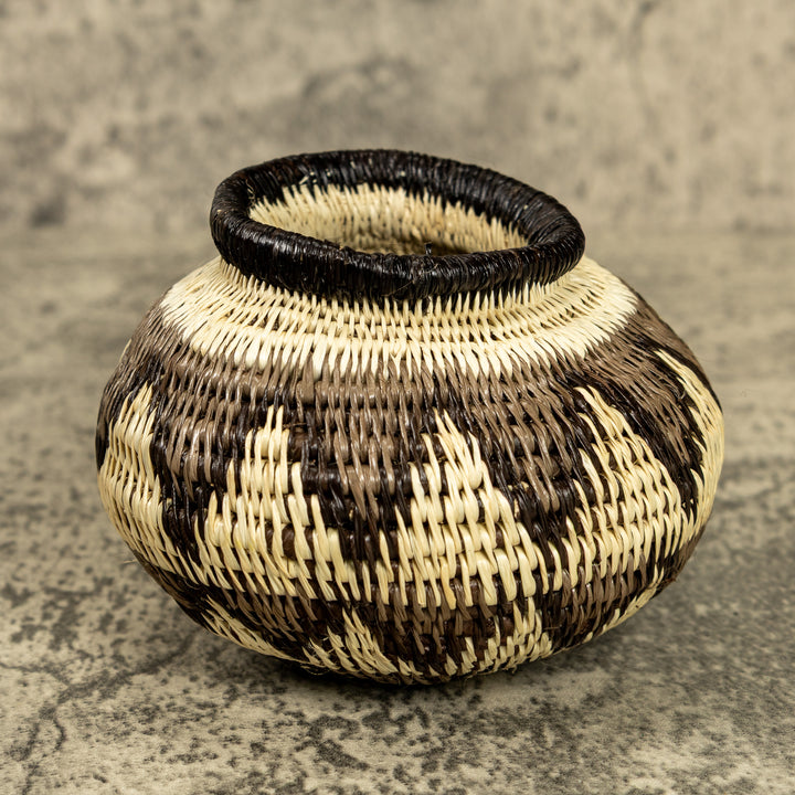 Gray And White Hand Woven Rainforest Basket