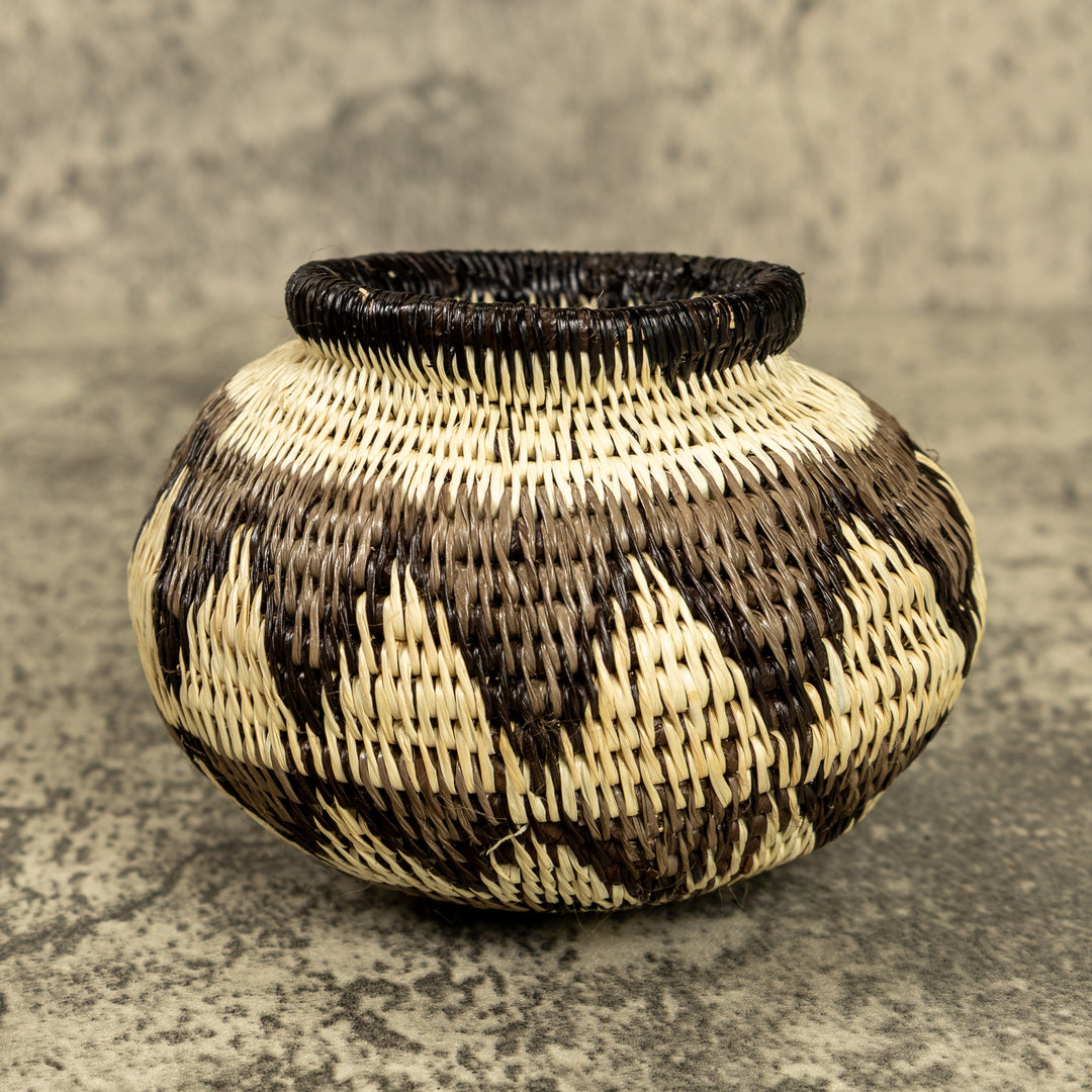 Gray And White Hand Woven Rainforest Basket