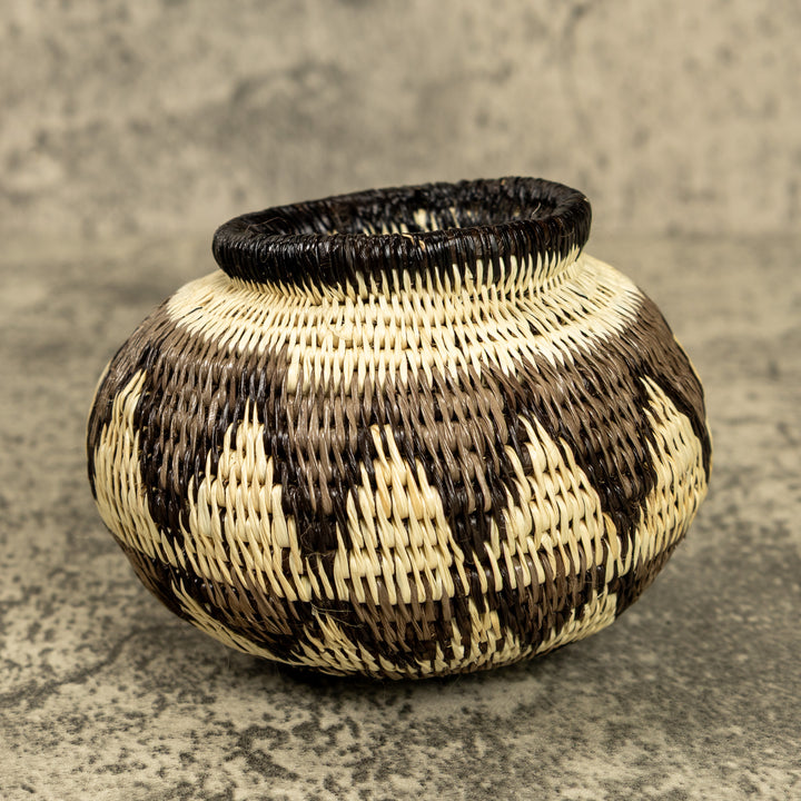 Gray And White Hand Woven Rainforest Basket