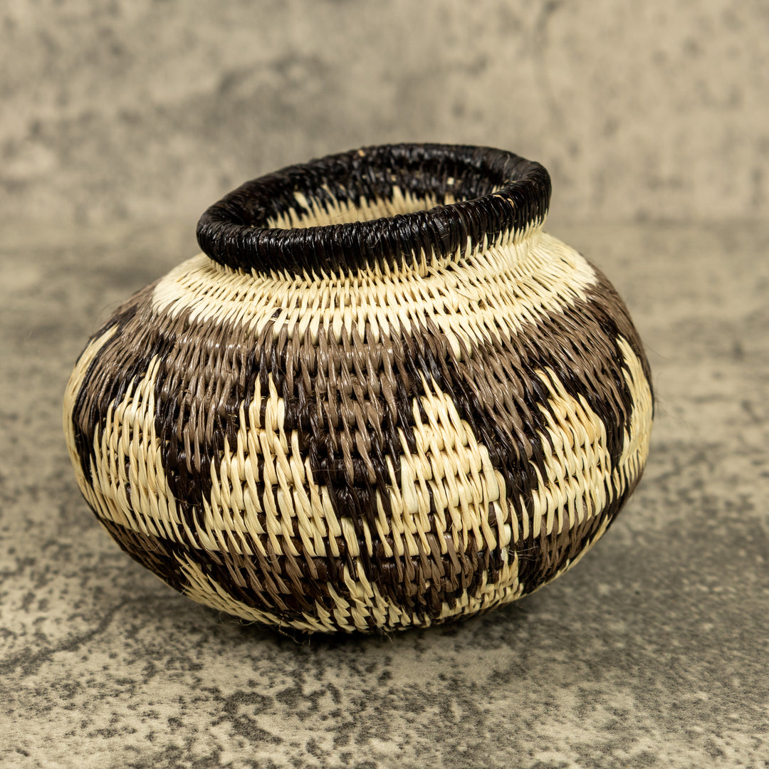 Gray And White Hand Woven Rainforest Basket