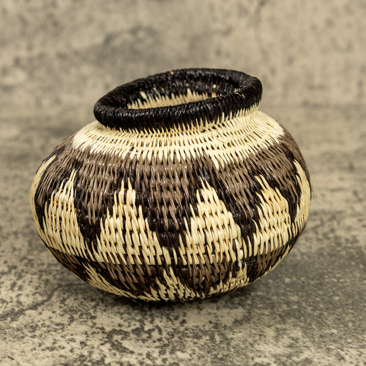 Gray And White Hand Woven Rainforest Basket