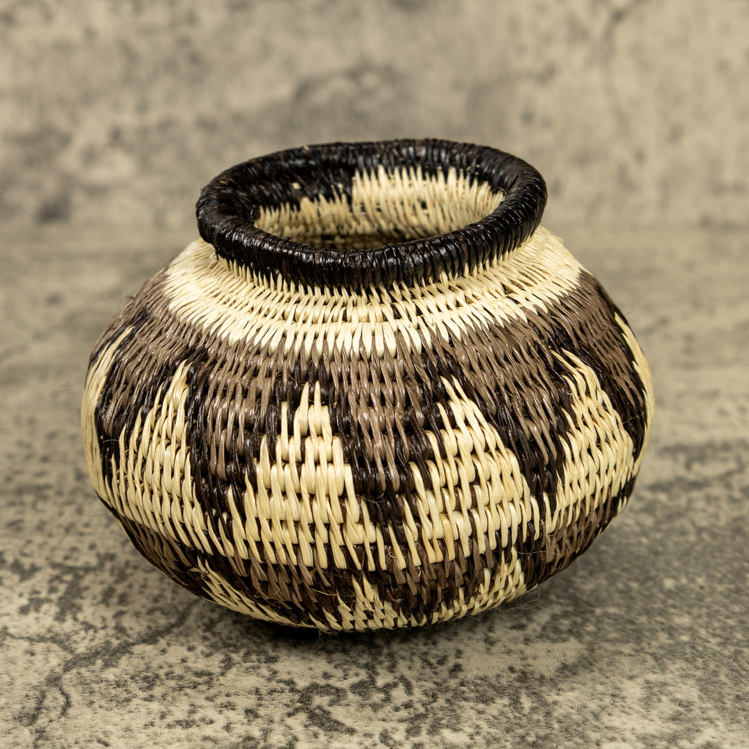 Gray And White Hand Woven Rainforest Basket