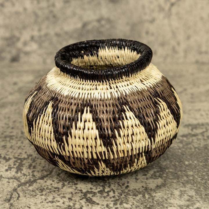 Gray And White Hand Woven Rainforest Basket