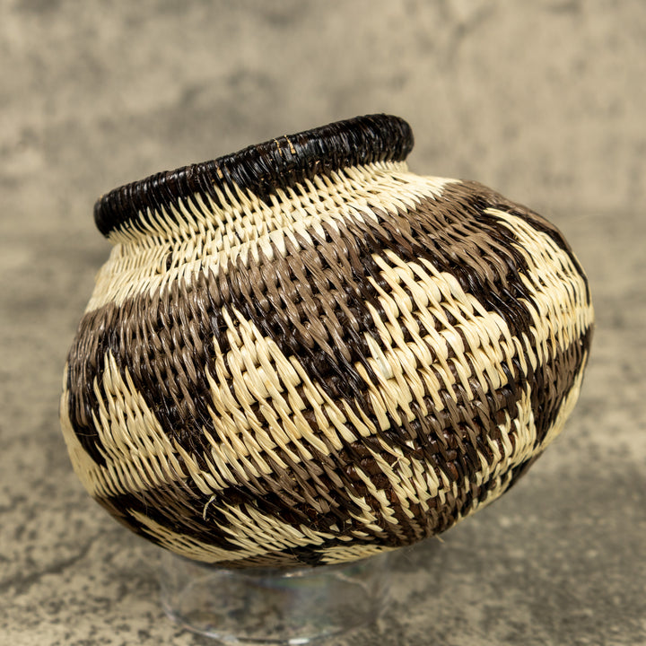 Gray And White Hand Woven Rainforest Basket