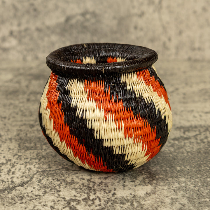 Orange And Black Hand Woven Rainforest Basket