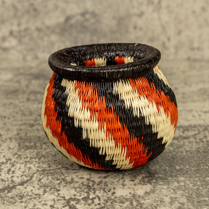 Orange And Black Hand Woven Rainforest Basket