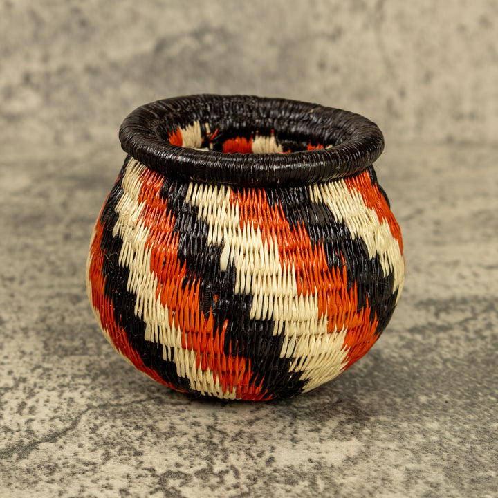 Orange And Black Hand Woven Rainforest Basket
