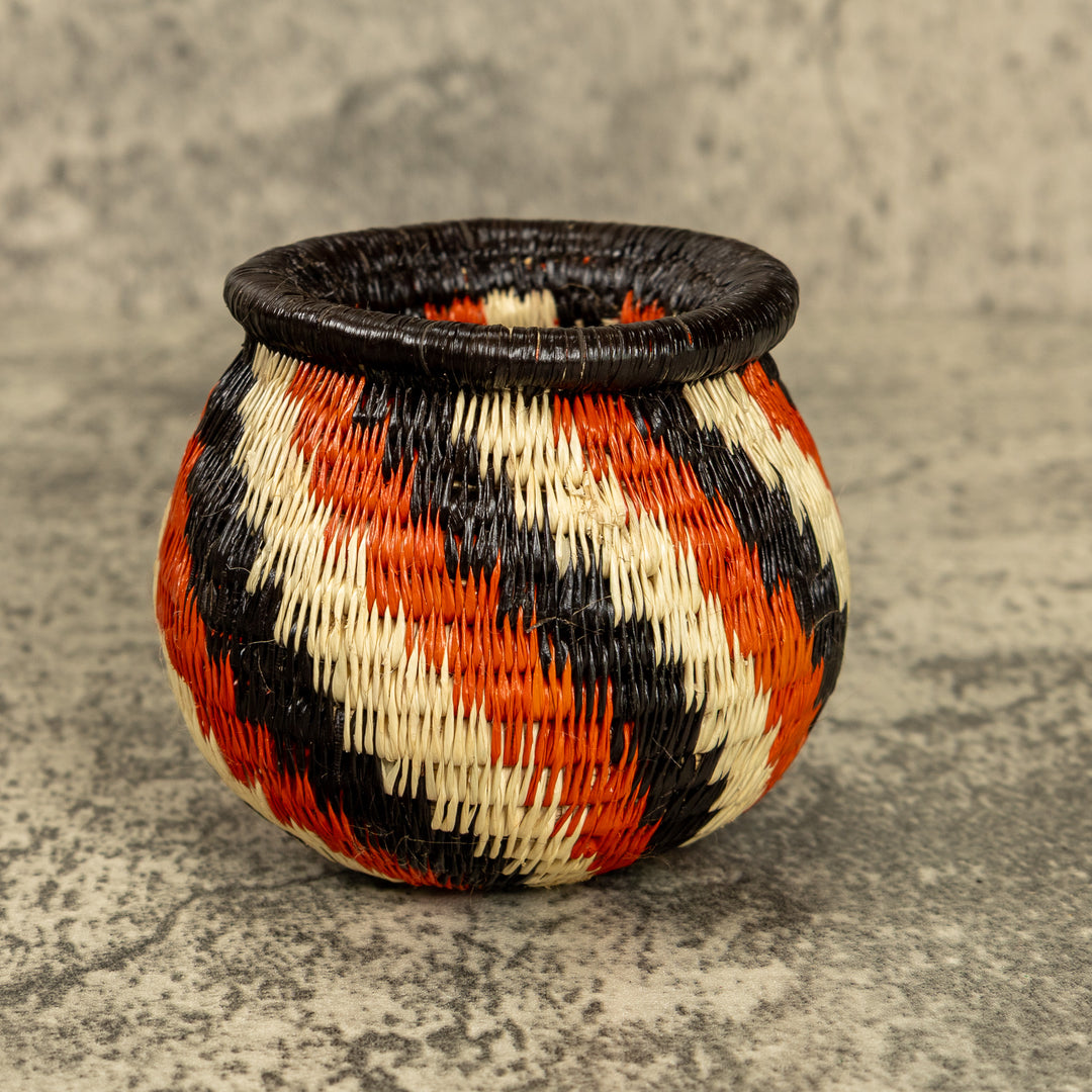 Orange And Black Hand Woven Rainforest Basket