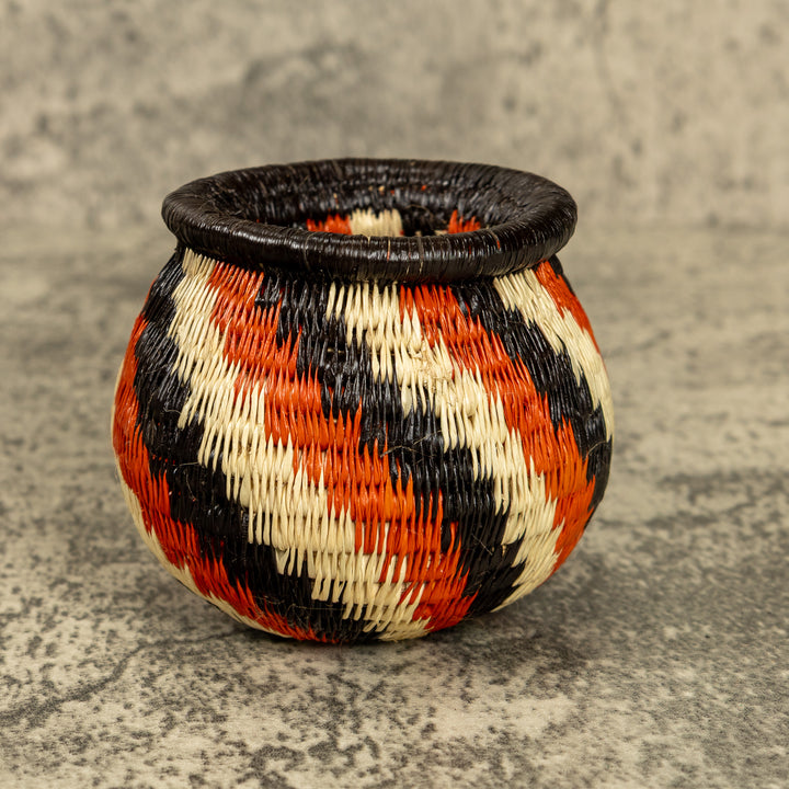 Orange And Black Hand Woven Rainforest Basket