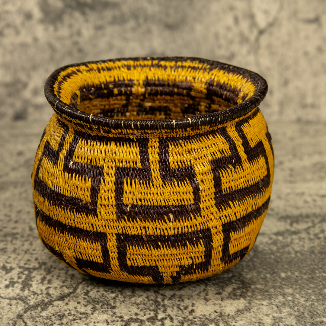 Gold And Black Hand Woven Rainforest Basket