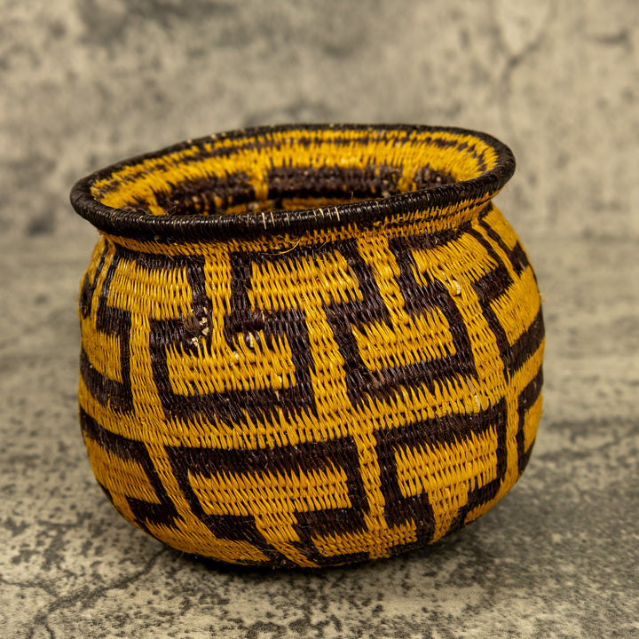 Gold And Black Hand Woven Rainforest Basket