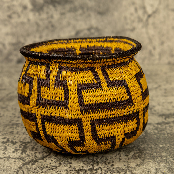 Gold And Black Hand Woven Rainforest Basket