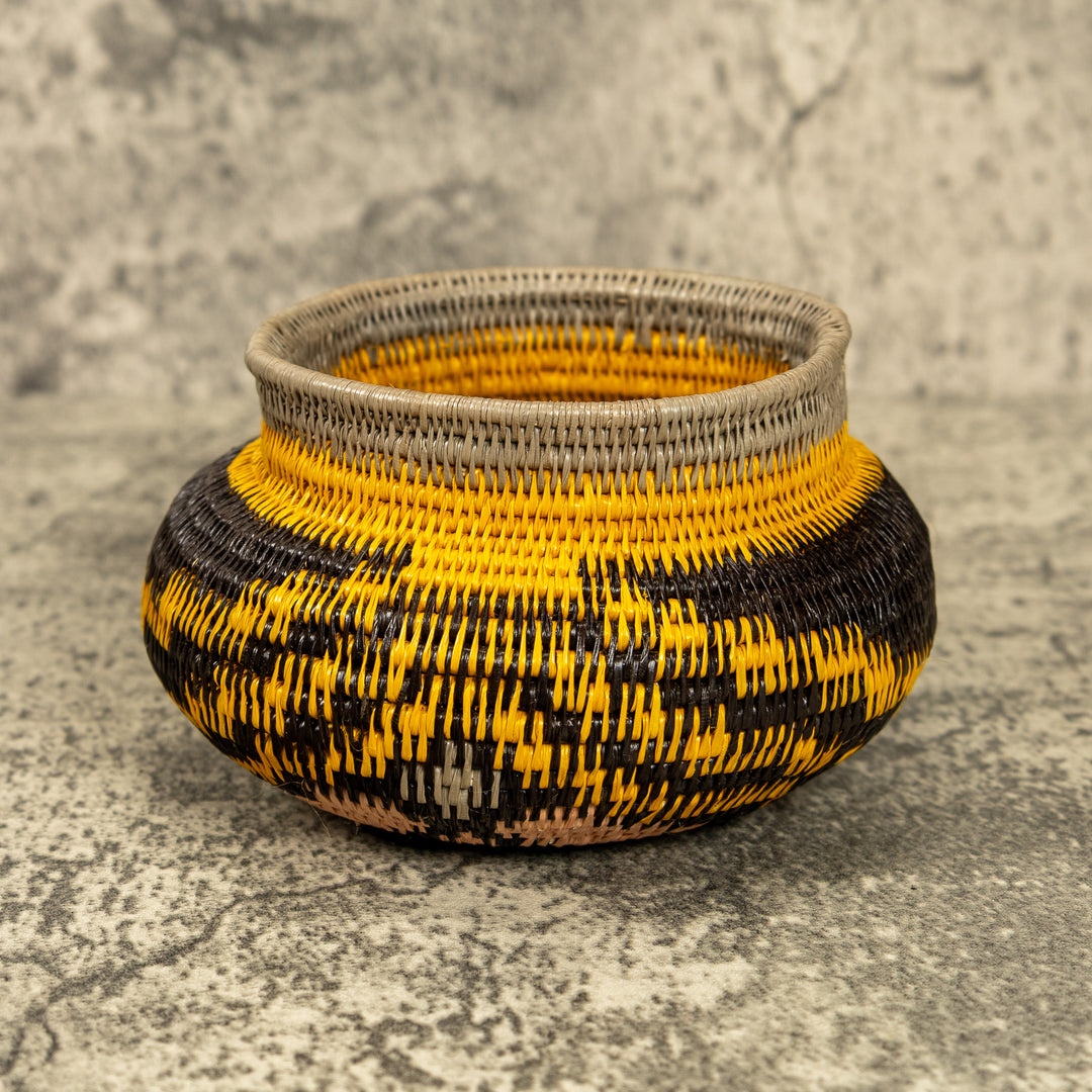 Gold And Black Hand Woven Rainforest Basket