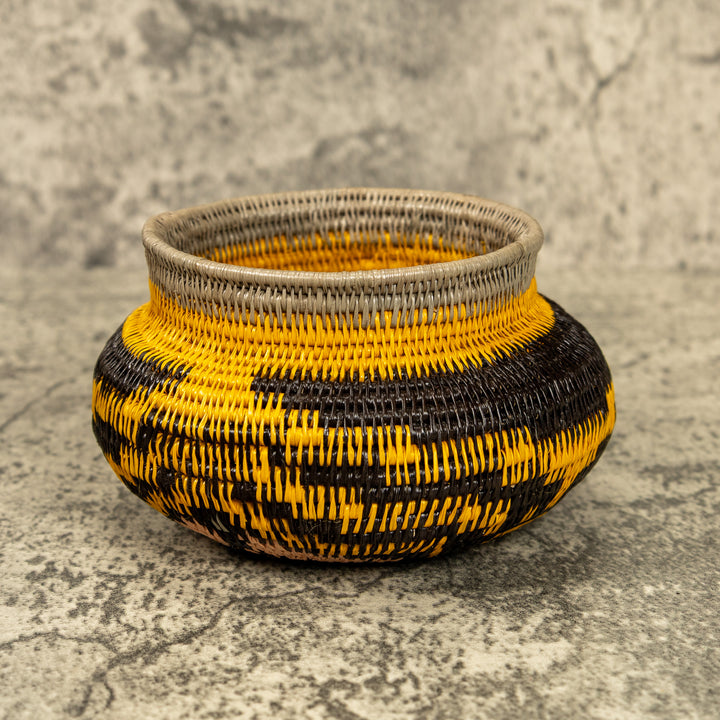 Gold And Black Hand Woven Rainforest Basket
