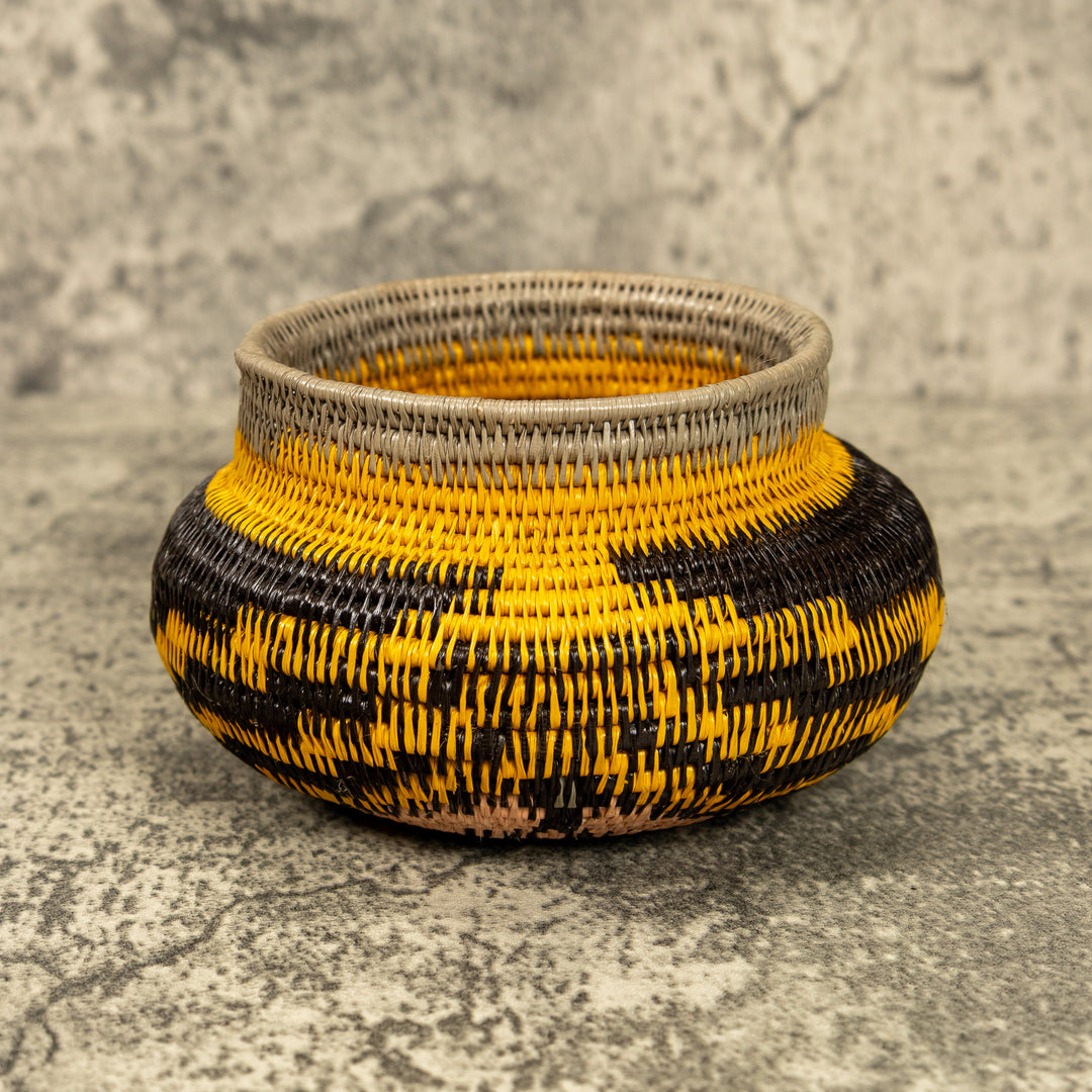 Gold And Black Hand Woven Rainforest Basket