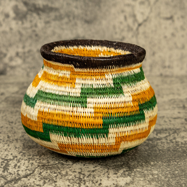 Green And Gold Hand Woven Rainforest Basket