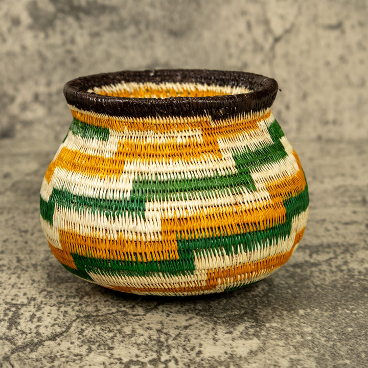 Green And Gold Hand Woven Rainforest Basket