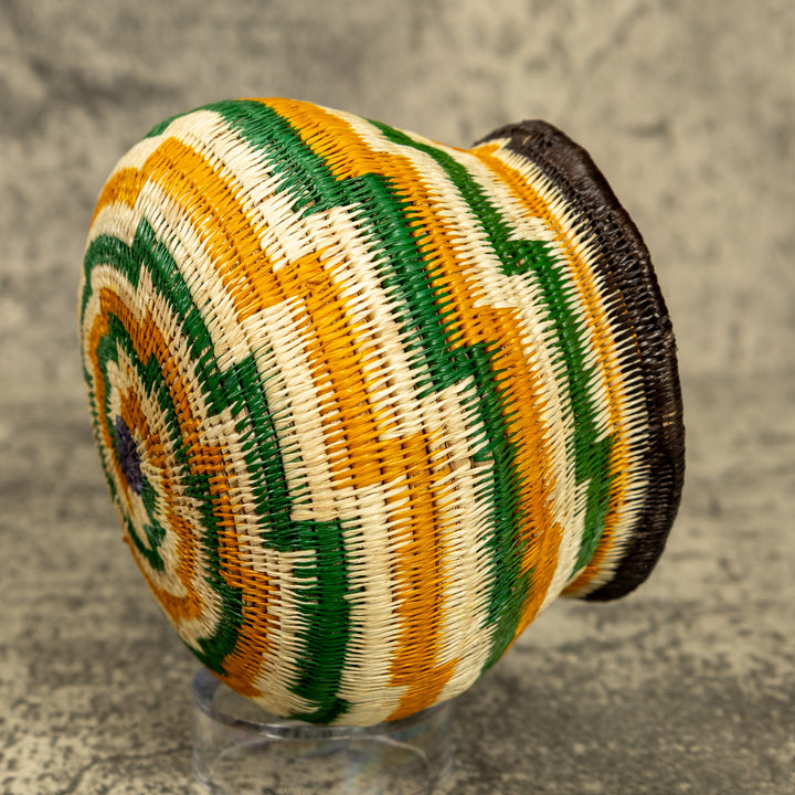 Green And Gold Hand Woven Rainforest Basket