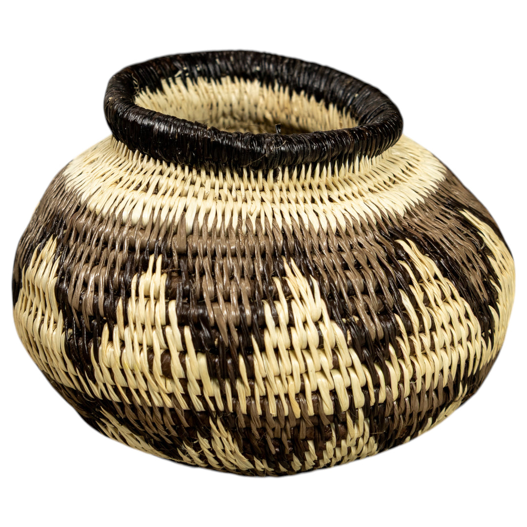 Gray And White Hand Woven Rainforest Basket