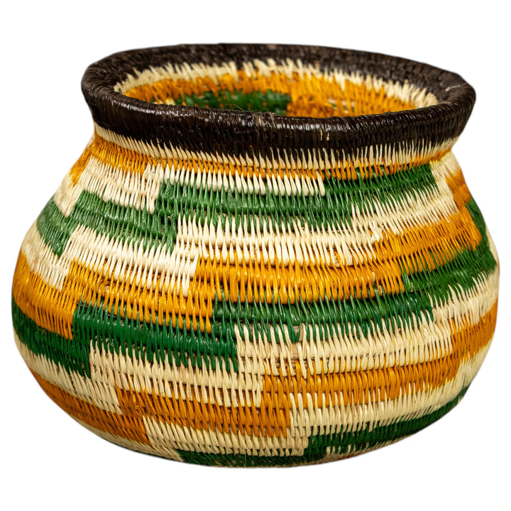 Green And Gold Hand Woven Rainforest Basket