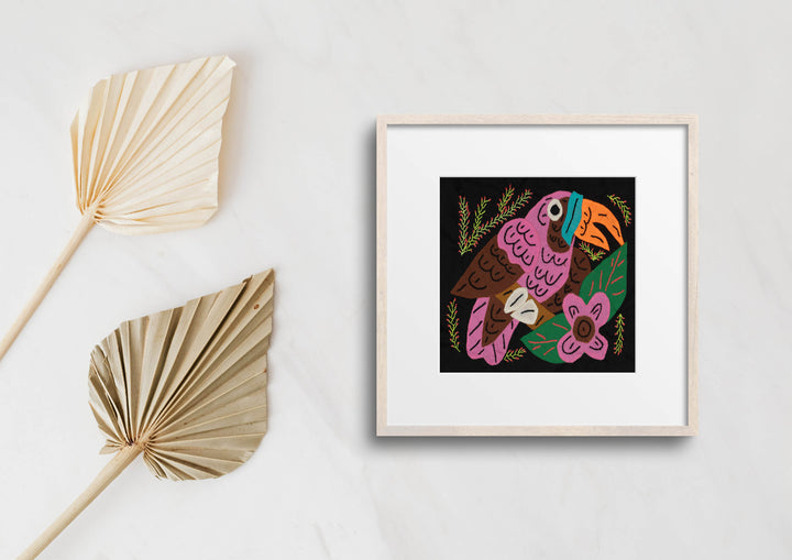 Multi-Color Toucan Bird Pink And Brown Molita