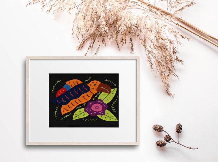 Multi-Color Parrot Bird Navy And Orange Molita