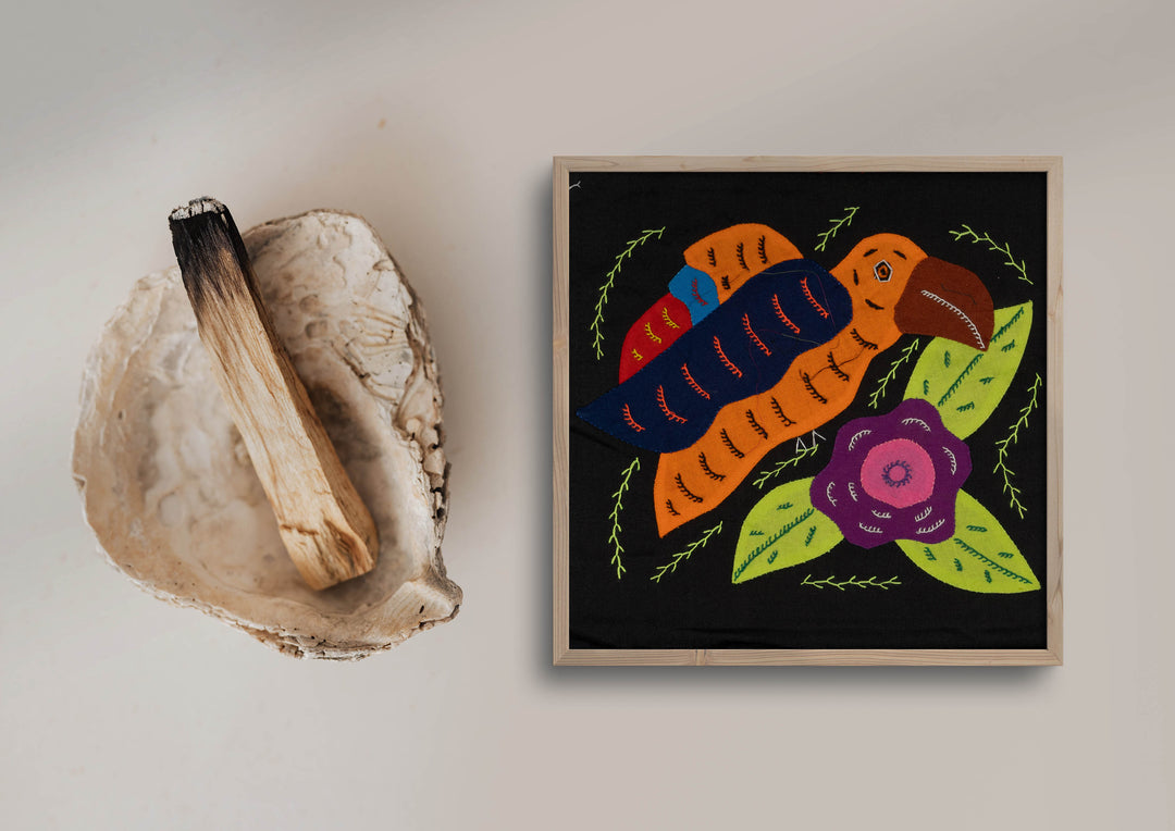 Multi-Color Parrot Bird Navy And Orange Molita