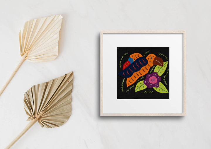 Multi-Color Parrot Bird Navy And Orange Molita