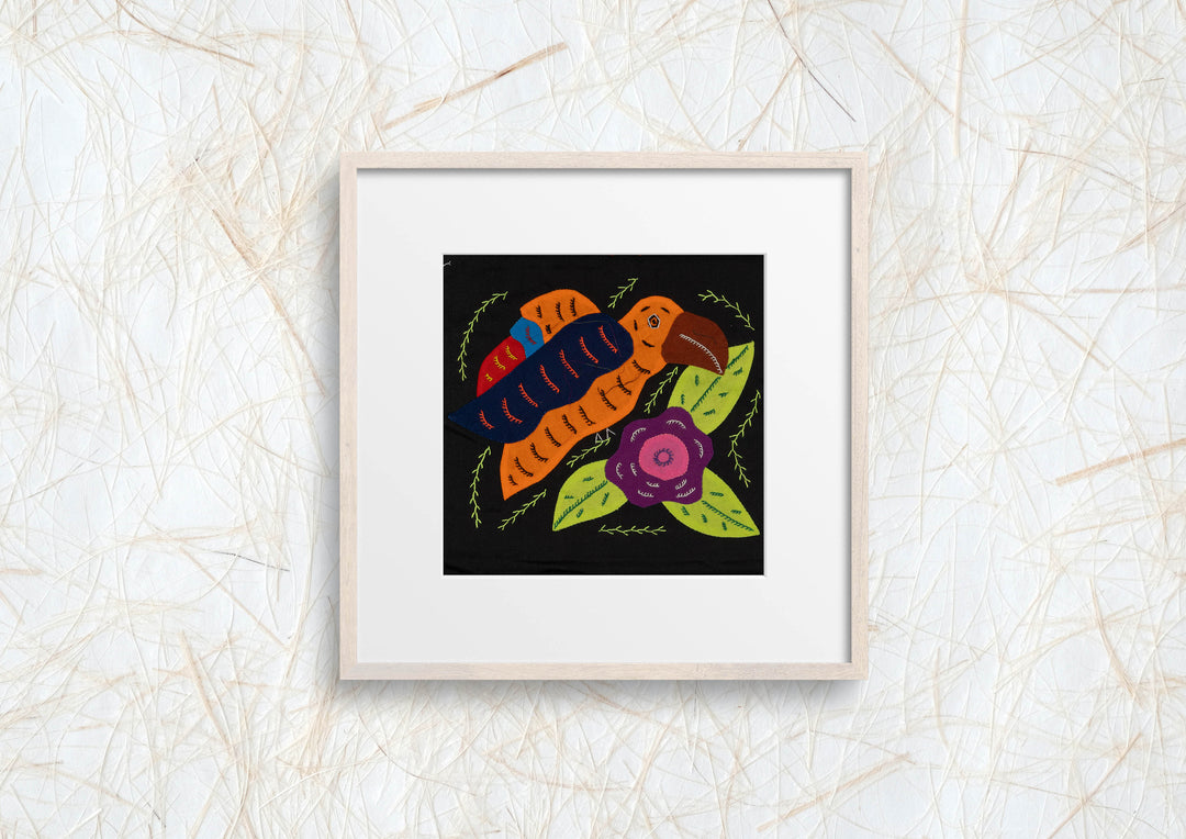 Multi-Color Parrot Bird Navy And Orange Molita