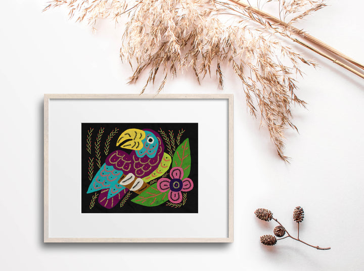 Multi-Color Parrot Bird Blue And Purple Molita