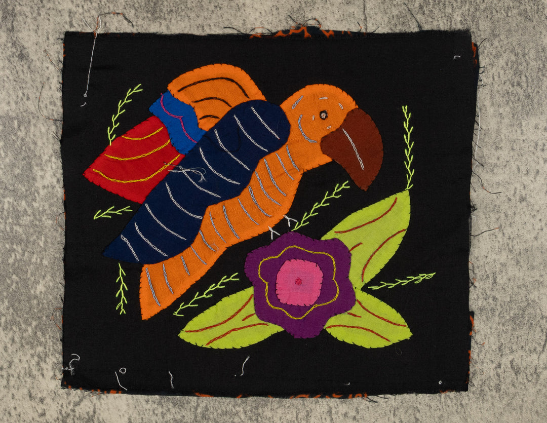 Multi-Color Parrot Bird Orange And Navy Molita