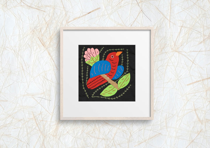Multicolor Red Blue And Pink Bird Molita