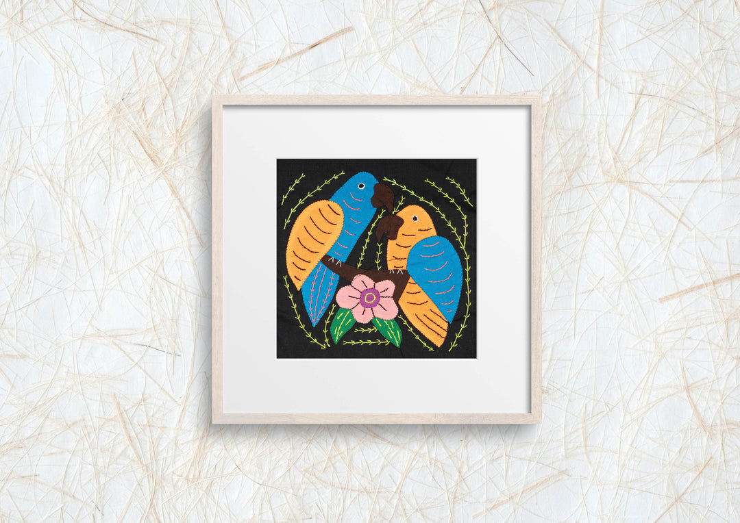 Multicolor Orange And Blue Two Bird Molita