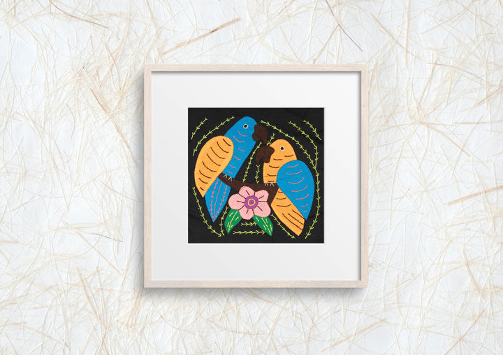 Multicolor Orange And Blue Two Bird Molita
