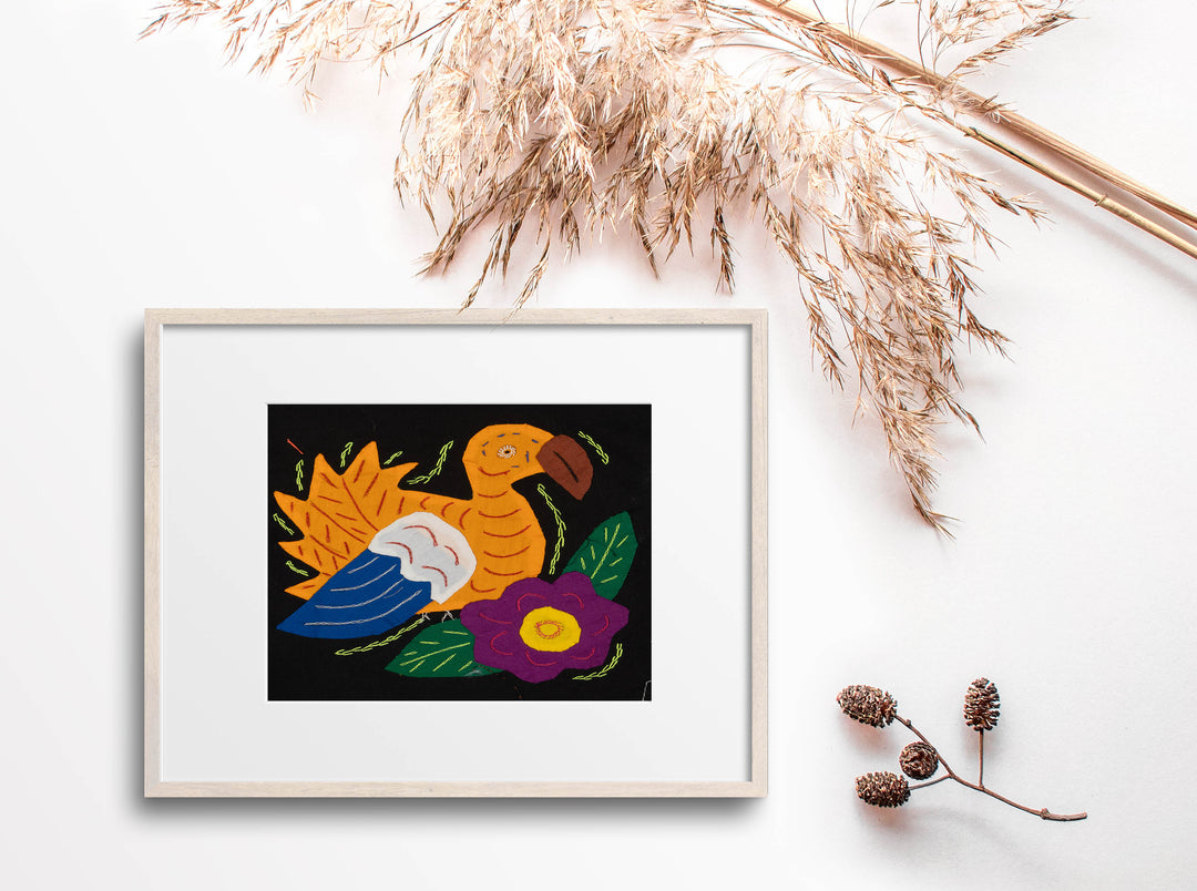 Multi-Color Parrot Bird Gold And Blue Molita