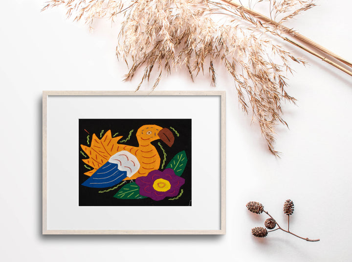 Multi-Color Parrot Bird Gold And Blue Molita