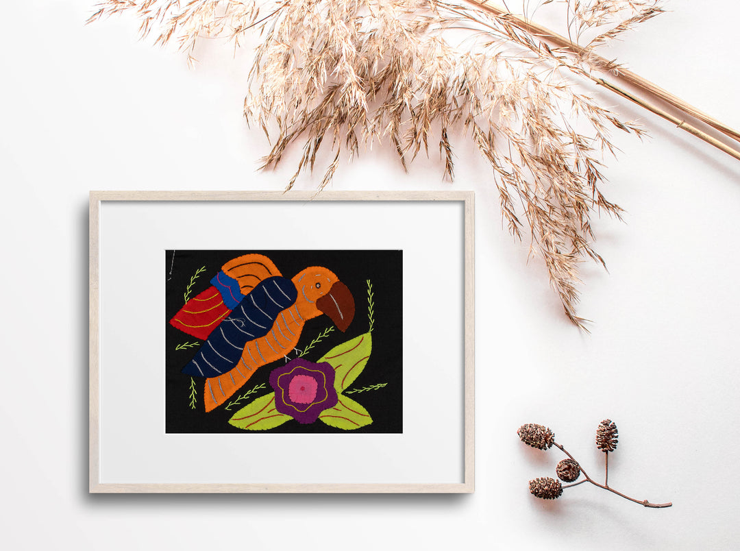 Multi-Color Parrot Bird Orange And Navy Molita