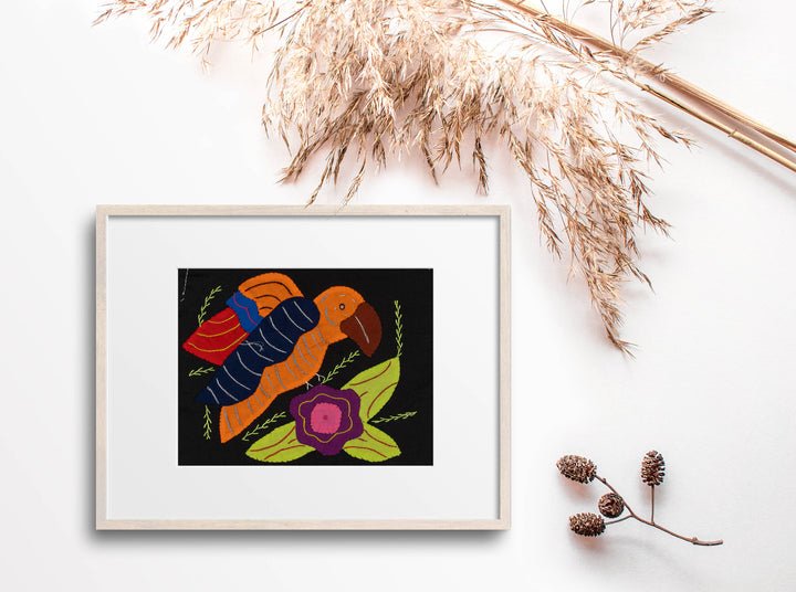 Multi-Color Parrot Bird Orange And Navy Molita